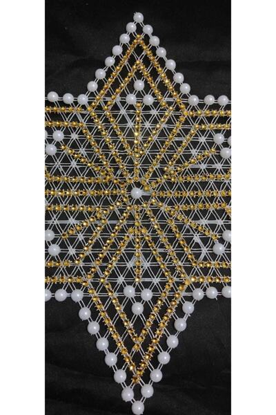 ART HEDİYE 3 Pieces Pulley Beaded Star Napkin Lace Tsrm10-3