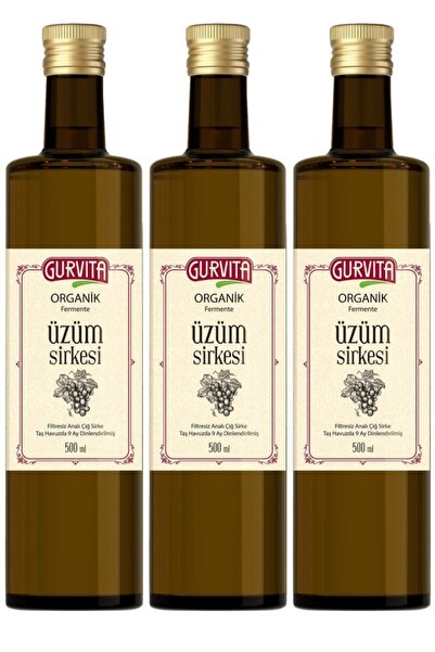 Gurvita Organik Üzüm Sirkesi 500 ml 3' Lü