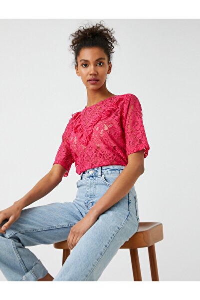 Koton Δαντελένιο μπλουζάκι με κοντομάνικο βολάν