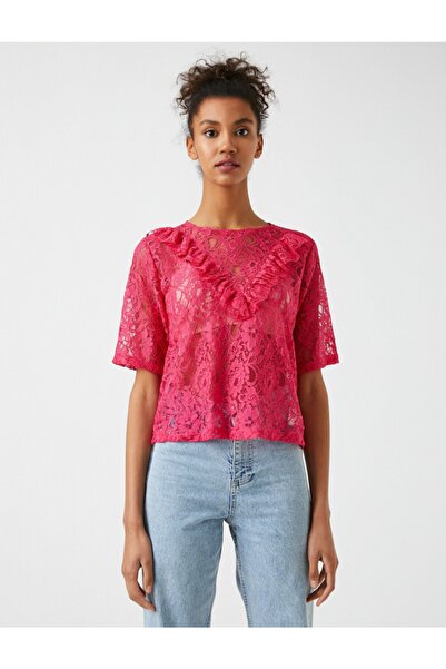 Koton Rövid ujjú fodros csipke póló