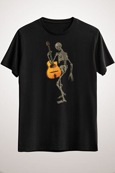 GreenMint هيكل عظمي أسود للجنسين مع جيتار الجاز الغجري