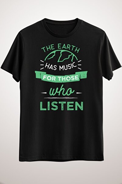 GreenMint للجنسين أسود الطبيعة الأرض اقتباس قميص موسيقى الأرض تي شيرت الموسيق...