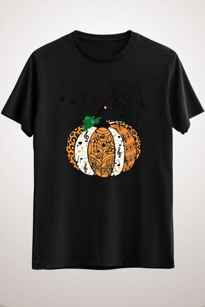 GreenMint للجنسين أسود عيد الهالوين اليقطين الموسيقى التي شيرت رموز الموسيقى ...