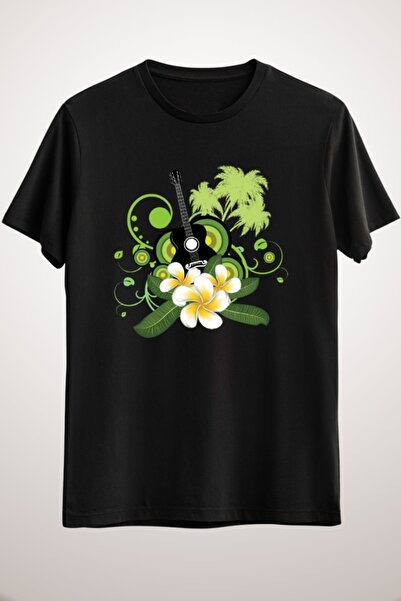 GreenMint جيتار أسود للجنسين مع زهور بلوميريا