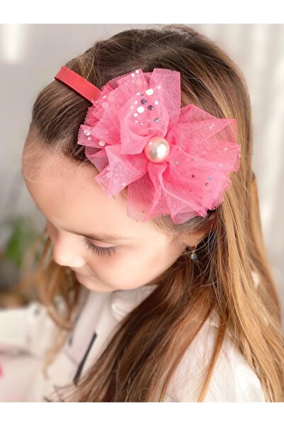 QUEEN AKSESUAR Луксозна голяма тюлена панделка с блестящи мъниста Детска коро...