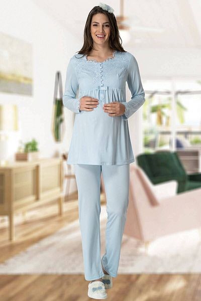 Mecit Pijama Γυναικείο κοστούμι πιτζάμα εγκυμοσύνης με κορδόνια