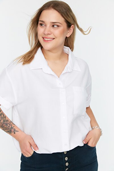 Trendyol Curve Cămașă albă cu buzunare