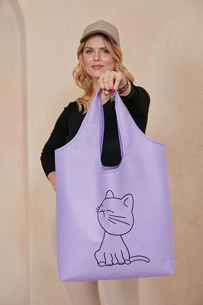 Timburly Portofel pliabil cu imprimeu liliac pentru transport pentru cumpărături, plajă, piață