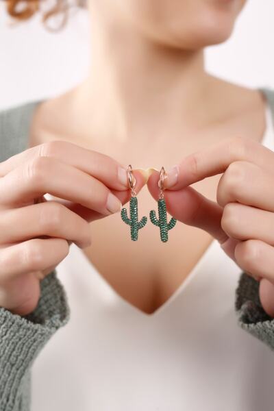 Lia Berto Rose Kaktüs Model 925 Ayar Gümüş Küpe