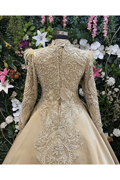 MİLLA Wedding Dress Krem Tesettür Nişanlık