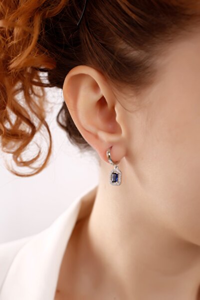 Lia Berto Safir Baget Taşlı 925 Ayar Gümüş Küpe