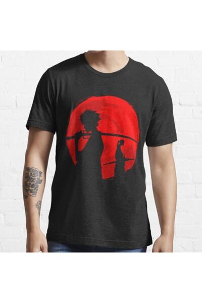 GALASHOP تيشيرت ساموراي صن سيت أساسي للجنسين باللون الأسود موديل 1134