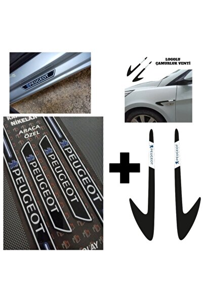 Genel Markalar Peugeot 301 Kapı Eşiği + Uyumlu Logolu Çamurluk Venti Set