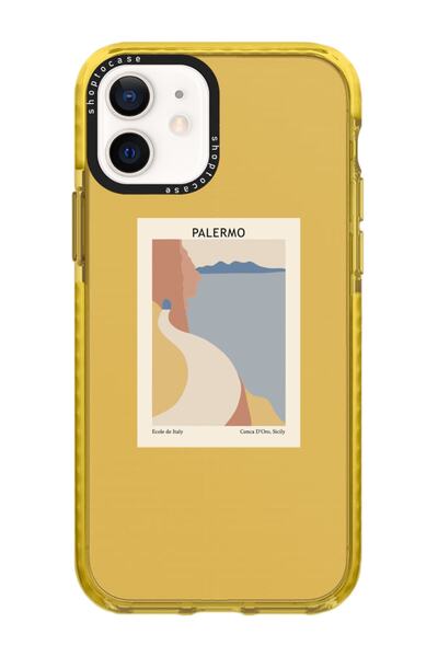 shoptocase Iphone 12 Uyumlu Turuncu Impact Palermo Tasarımlı Telefon Kılıfı