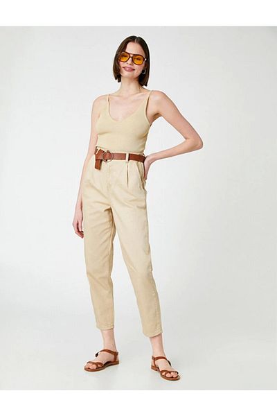 Koton High Waist Cigarette Women's Trousers