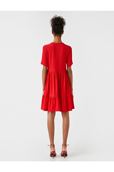 Koton Női rövid ujjú fodros ruha 2yak83988ek