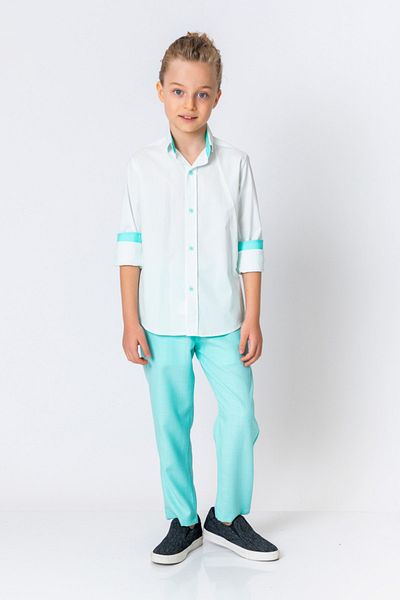 incity Boy's Mint Green Patterned Shirt