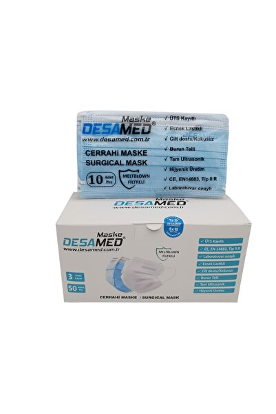 Desamed Maske 3 Katlı Meltblown Filtreli 50 Adet