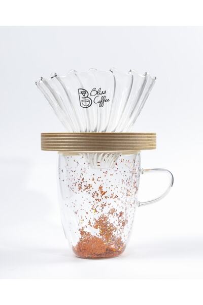 DtaBliss V60 Filtre Kahve Demleme Set Cam Dripper / Pour Over Ahşap Halka Cam Seti