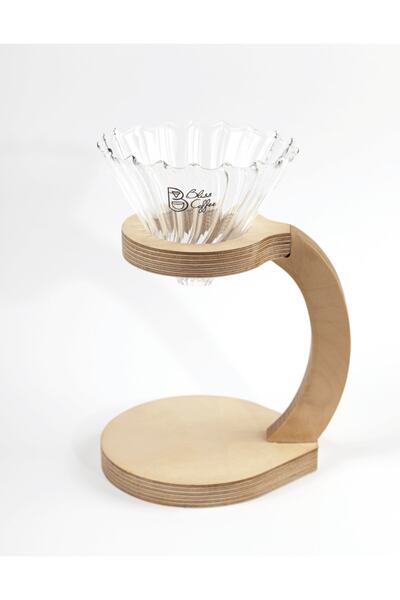 DtaBliss V60 Filtre Kahve Demleme Set Cam Dripper / Pour Over Ahşap Stand Cam Seti