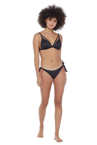 Eros Black Shiny Leather Look Triangle Covered Bikini Set