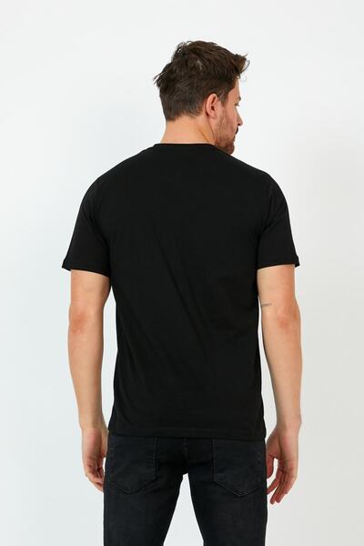 CLIPMAN Tricou de bază cu guler rotund pentru bărbați, negru2
