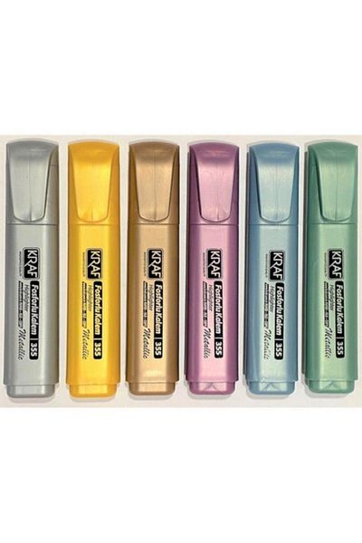 KRAF Set of 6 355 Metallic Color Highlighter Pens