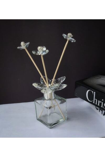 DM 100cc Kare Kristal Cam Oda Koku Şişesi Gümüş M.