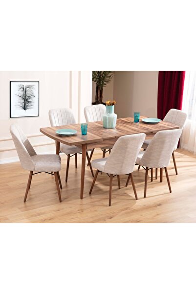 Eymense Lidyana 6 Sandalyeli Mutfak Masa Takımı Krem