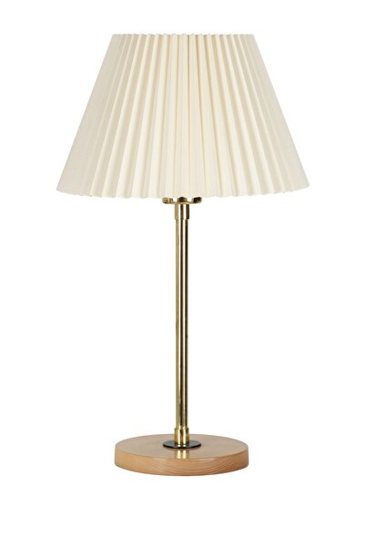 Vinner Laval Gold Kaplama Ahşap Ayaklı Abajur - Kırma Krem