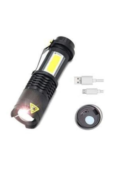Panther Pt-4011u T6 Led Kancalı Zoomlu Işıldaklı Mini Usb Şarjlı Led El Feneri
