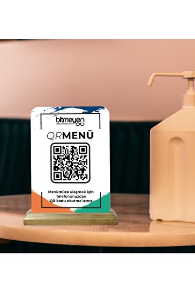 Bk Gift Restoran & Cafe & Barlara Özel Ahşap Standlı Pleksi Qr Kod Menü-3