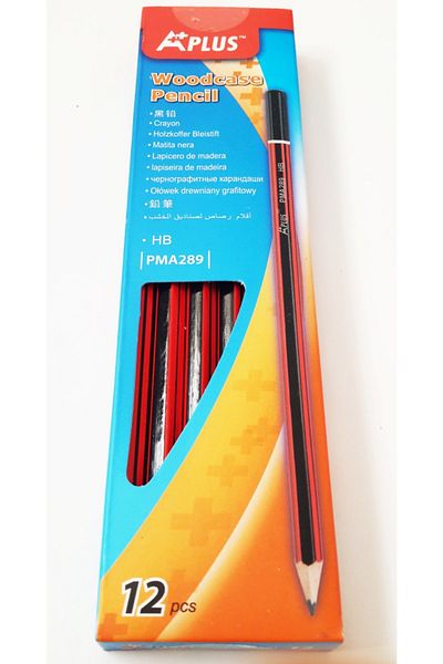Mahi Max Red Black Patterned 12-Piece Coral Hb Pencil with Aplus Box