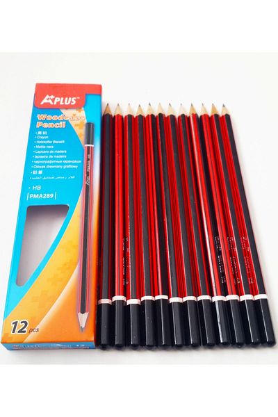 Mahi Max Red Black Patterned 12-Piece Coral Hb Pencil with Aplus Box