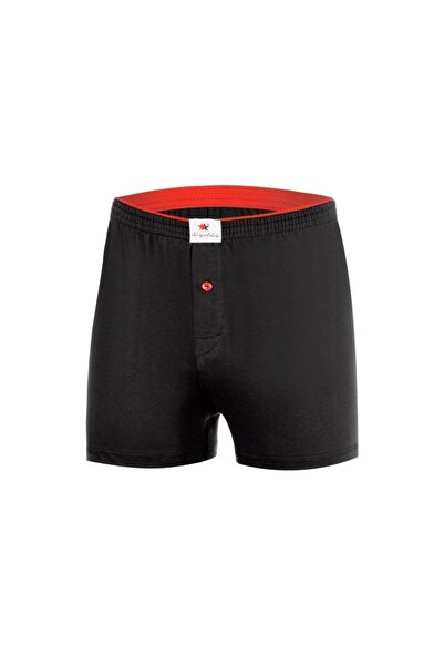 İki Yıldız Boxer negru 100% bumbac pieptănat pentru bărbați