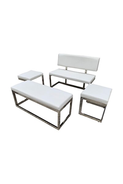 Evim-E Aksesuar C Profil Bank Takımı Masasız (2+2 Oturum) Nikelajlı - Metal