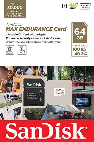 SanDisk Max Endurance 64Gb Sdsqqvr-064G-Gn6Ia Micro Sdxc 100/40Mb/S C10 V30 Memory Card
