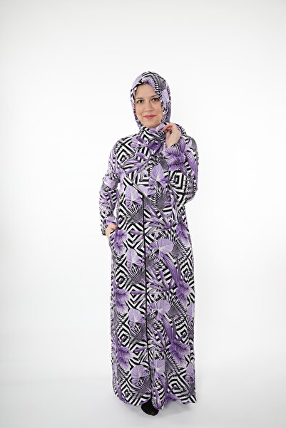 ESRATEKS Purple Patterned One Piece Practical Prayer Dress