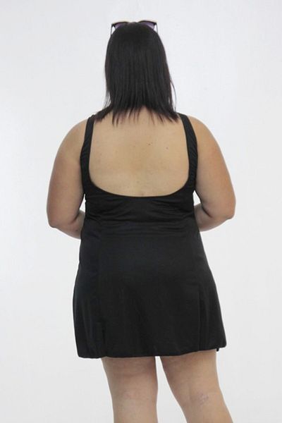 PUCKA FASHION Plus Size Women's Clothing Slip On One Piece Dress Swimsuit Black