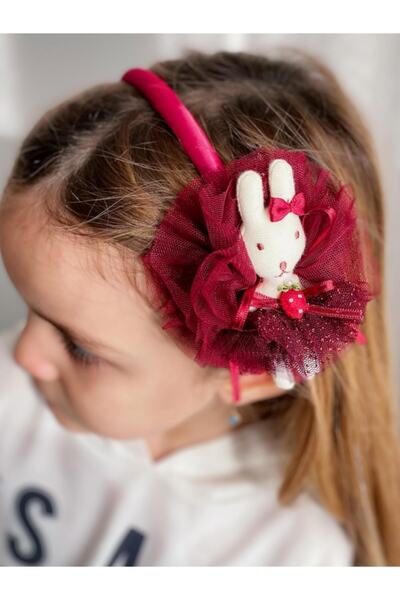 QUEEN AKSESUAR Jucărie de pluș iepuraș drăguț cu pompon din tul, coroană pent...