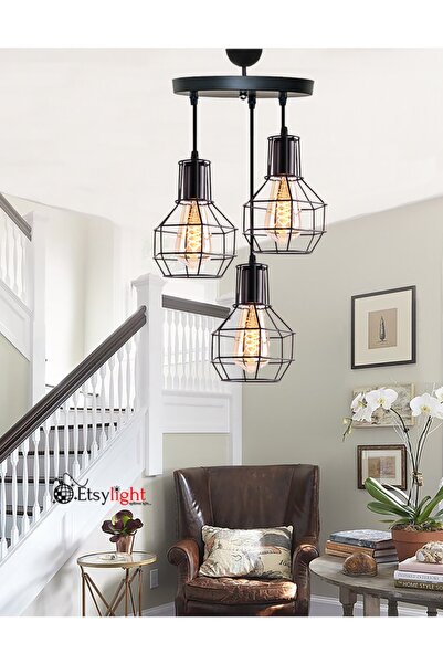 Etsylight Zara New Black 3 Salon Avize