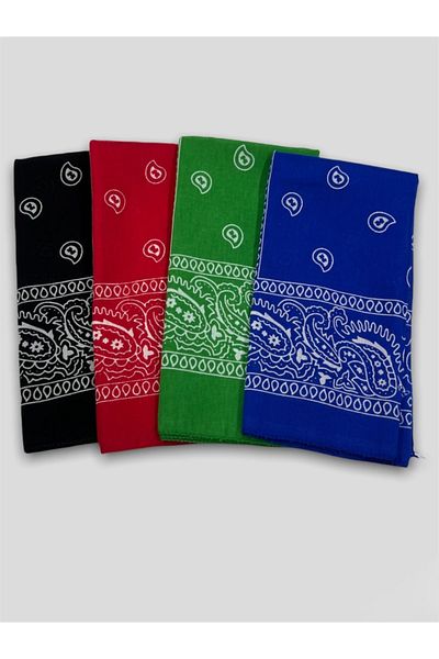 Goldmine Unisex Ethnic μοτίβο 100% βαμβακερό Σετ μπαντάνα 4 τεμαχίων