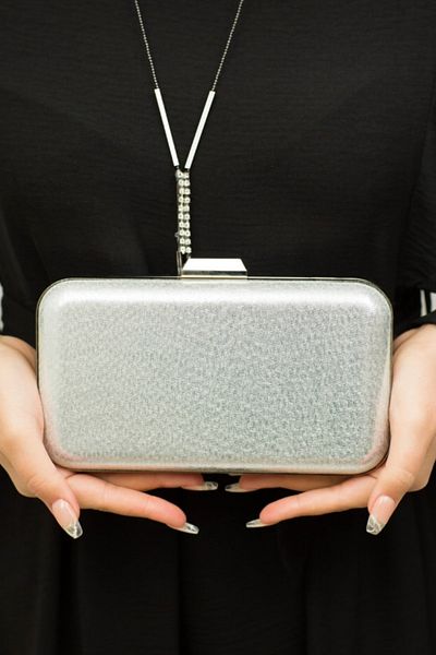Moom Bag Rochie de seara de dama Geanta cu carcasa argintie