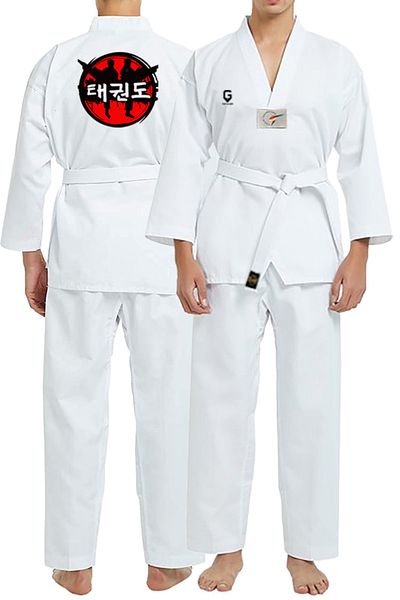 TOP GLORY Costum de Taekwondo A30 Imprimat Guler Alb Dobok