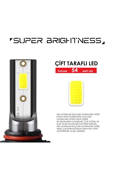 HR PAK Citroen Jumper (94-02) Için Uyumlu Şimşek Etkili S6 Sis Far Led Xenon Ampülü H3