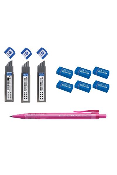 Faber Castell 6 Mini Size Erasers + 3 Pieces 0.7 Nibs + 1 Piece Econ 0.7 Pens