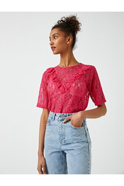 Koton Δαντελένιο μπλουζάκι με κοντομάνικο βολάν