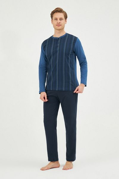 Eros Set de pijamale din bumbac cu mânecă lungă, cu dungi