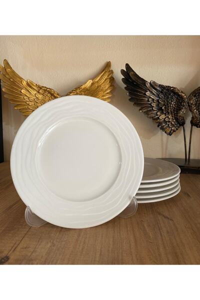 ZAGİ 6'lı Porselen Tatlı Tabağı Krem 17 Cm