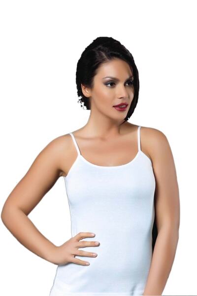 İki Yıldız Жіночий білий майка з бретельками та резинкою 3 шт.